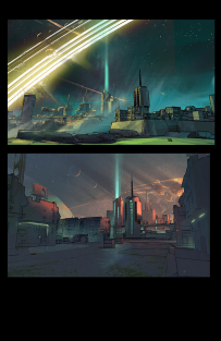 Concept art of Promethea Sky Color Studies from the video game Borderlands 3 by Adam Ybarra