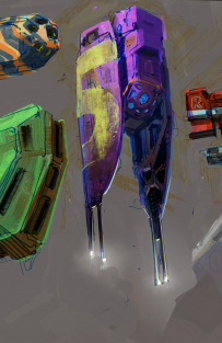 Concept art of Dropships from the video game Borderlands 3 by Adam Ybarra
