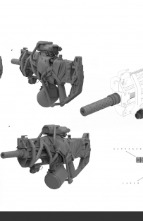 Concept art of Freelancer Rifle Mods from the video game Anthem by Alex Figini
