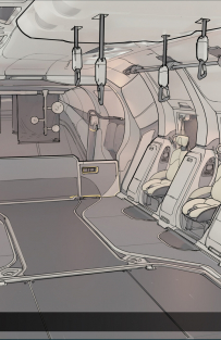 Concept art of Chimera Interior from the video game Rogue Company by Bryce Homick
