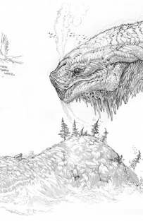 Concept art of World Serpent from the video game God Of War by Stephen Oakley