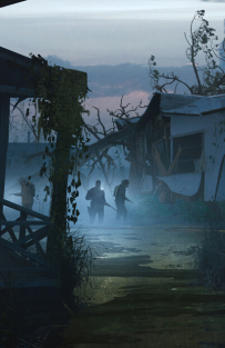 Concept art of Trailerpark from the video game Back 4 Blood by Michael Shinde
