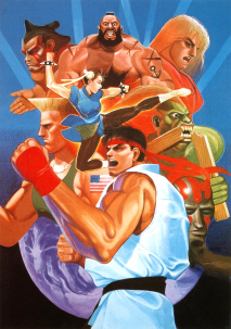 An image gallery with concept art from the video game Street Fighter II