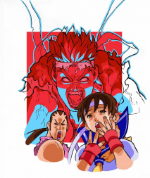 An image gallery with concept art from the video game Street Fighter Zero 2 Alpha