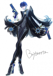 An image gallery with concept art from the video game Bayonetta 2