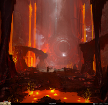 Concept art of Lava Cavern from the video game Gears 5 Hivebusters by Greg Danton