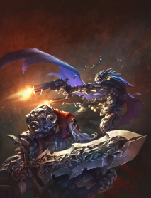 Concept art of Box Art from the video game Darksiders Genesis by Joe Madureira and Grace Liu
